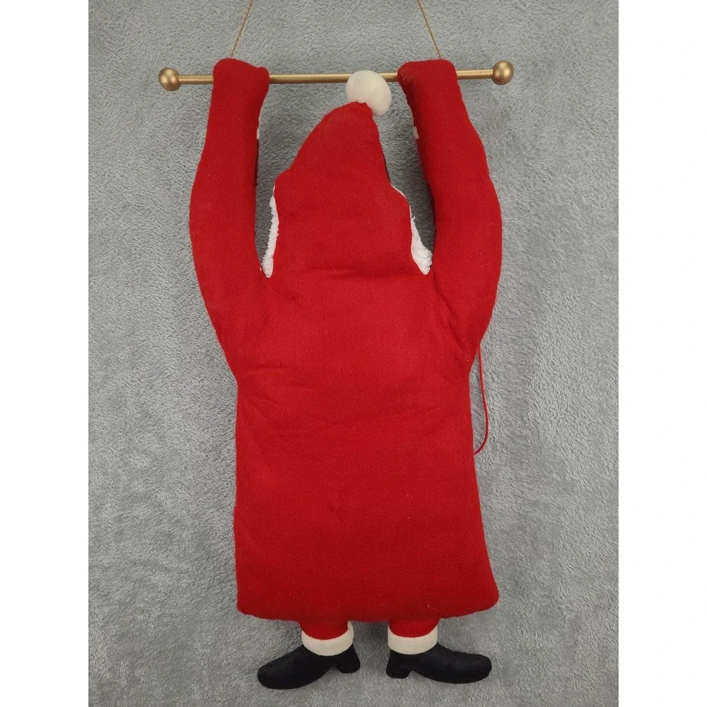 Santa Advent Calendar Wall‎ Hanging Red Plaid Christmas Holiday Decor